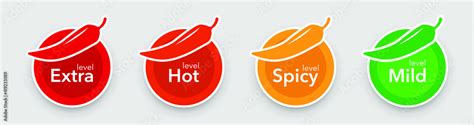 Spicy Chili Pepper Level Labels Food Symbol Mild And Extra Hot Sauce Stock Vector Adobe Stock
