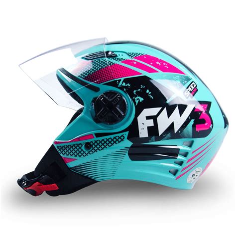 Capacete Aberto X Open Speed Azul Claro Fw Viseira Cristal Mm