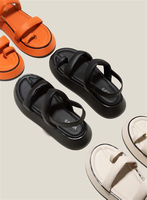 Puffed Strap Chunky Sandals - SDL 0333 - Black | VASCARA