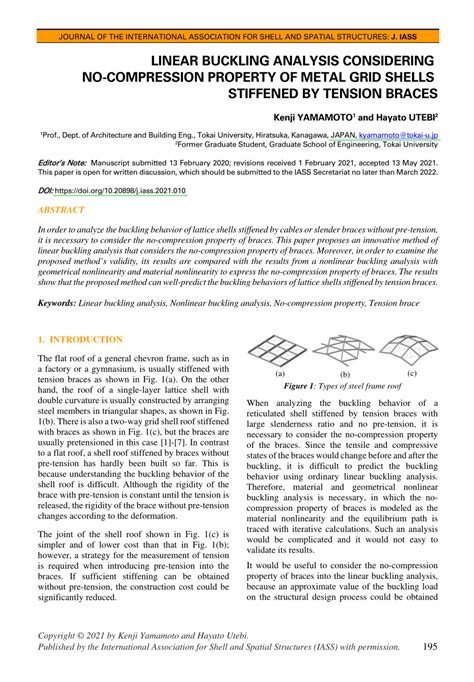 PDF Linear Buckling Analysis Considering No Compression Property Of