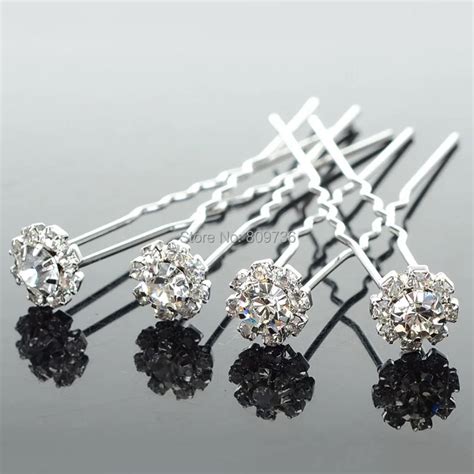 Wholesale 20pcs Chic Flower Clear Crystal Hair Clips Wedding Bridal