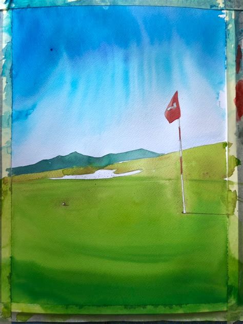 Golf course Watercolor Painting / GOLF art golfer gift | Etsy