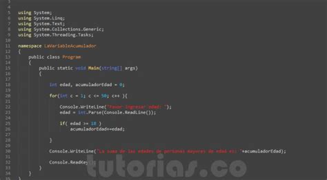 Ciclo For VisualStudio C La Variable Acumulador Tutorias Co