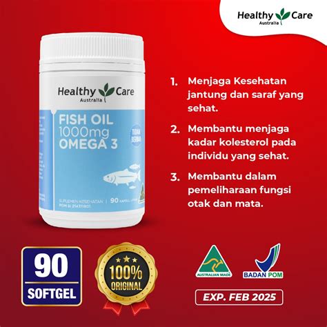 Jual Healthy Care Fish Oil 1000mg Omega 3 Isi 90 Kapsul Lunak