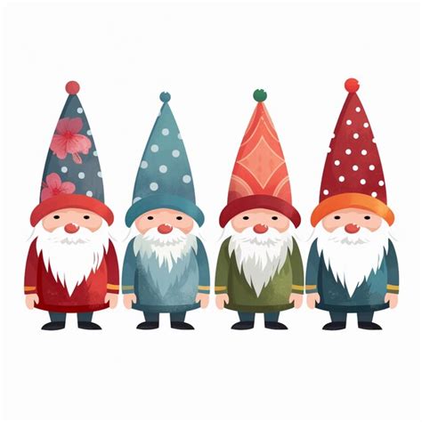 Premium Photo Three Gnomes With Hats And Long Beards Standing In A