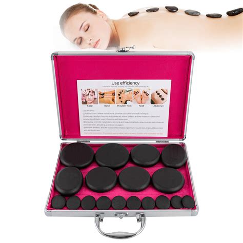 Hot Massage Stone Set Warmer Rock Kit Natural Basalt Rocks W Heating Box 16 Pcs EBay