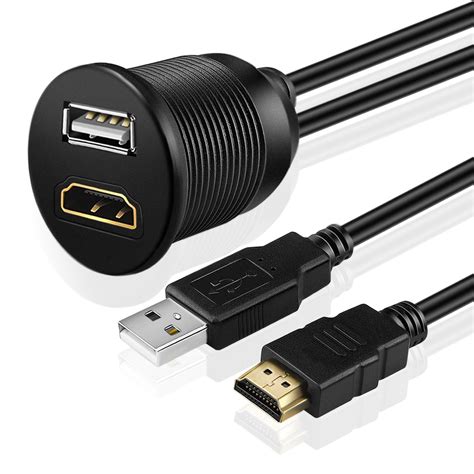 TNP USB + HDMI Einbaubuchse Kabel - 1m, Kfz USB & HDMI Einbau Buchse ...
