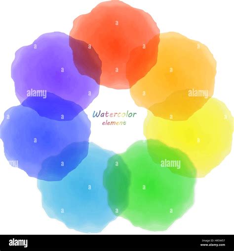 Rainbow Watercolor Blotch Set Of Rainbow Watercolor Circles Stock