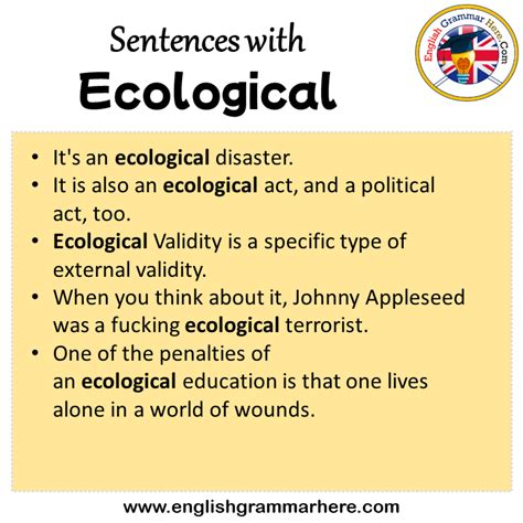 Sentences With Ecological Ecological In A Sentence In English