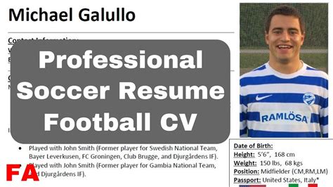 Soccer Resume Template