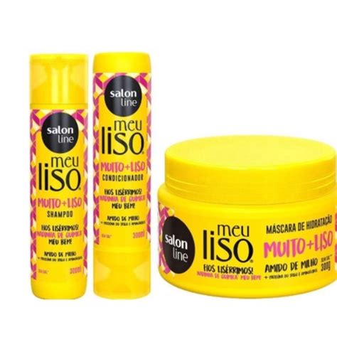 Kit Shampoo e Condicionador Máscara de Tratamento Salon Line Meu Liso