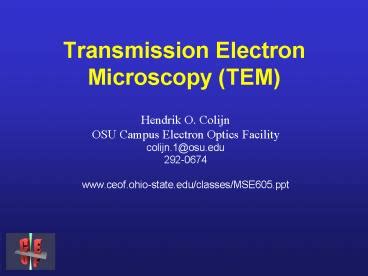 Ppt Transmission Electron Microscopy Tem Powerpoint Presentation