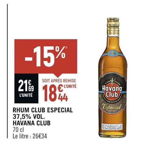 Promo Havana Club Rhum Club Especial Vol Chez Spar