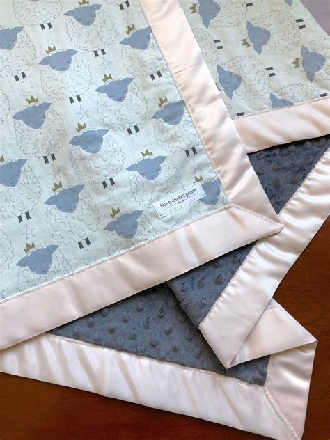 Lamb Minky Baby Blanket Satin Trim Baby Sheep Blanket Etsy Baby