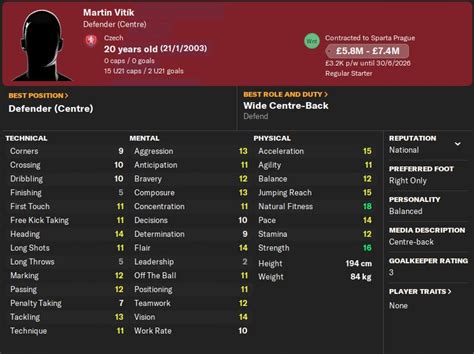 Martin Vitík Fm24 Football Manager 2024 Fm Scout