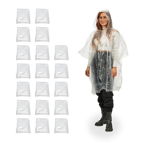 Relaxdays Ponchos De Pluie Jetables Lot De Avec Capuche Et