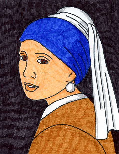 Easy How to Draw the Girl with a Pearl Earring Like Vermeer Tutorial ...