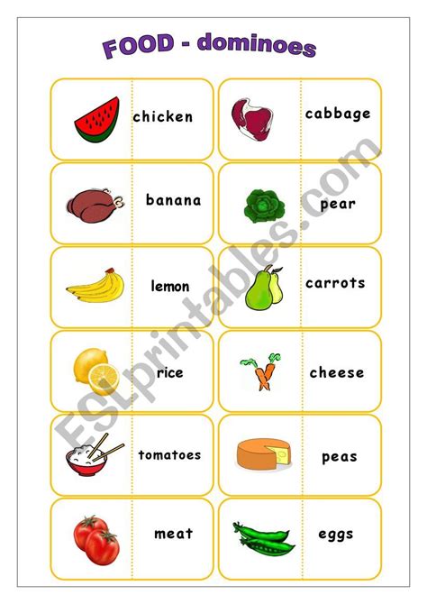 Food Domino ESL Worksheet By Alexa Bonita