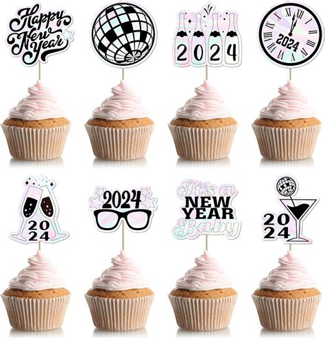 Amazon Suzile 48 Pcs Happy New Year Cupcake Toppers Disco