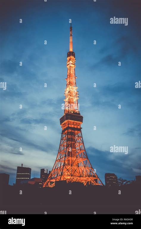 Tokyo tower at night, Japan Stock Photo - Alamy