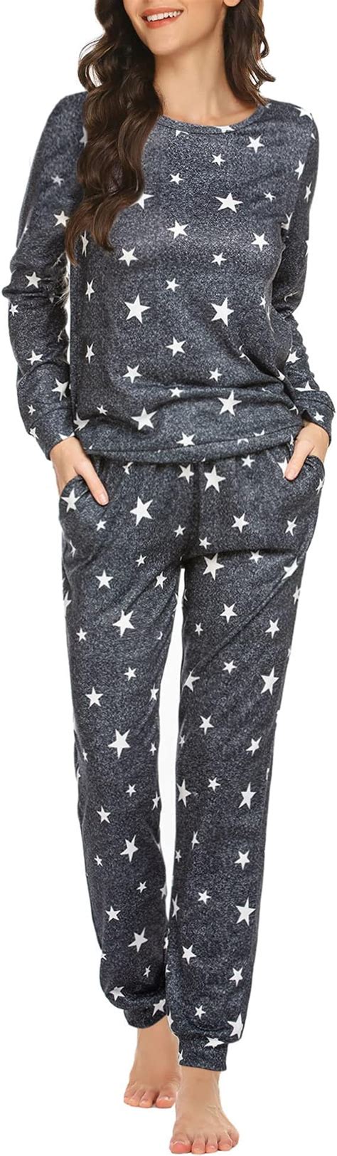 Ekouaer Womens Pajama Set Long Sleeve Sleepwear Star Print Nightwear