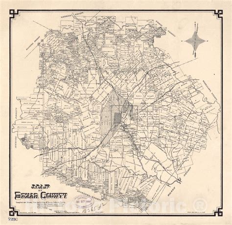 Historic 1887 Map - Map of Bexar County 2 - Historic Pictoric