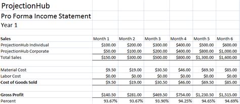 How To Create An Income Statement Projection With Projectionhub Projectionhub