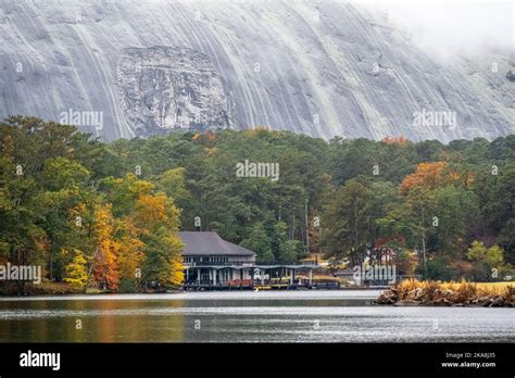 Golf Course View Of Stone Mountain Park With Autumn Color Beneath The