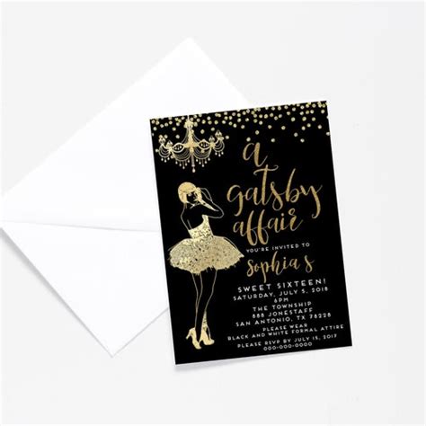 Roaring S Invitation Art Deco Invitation Great Gatsby Etsy