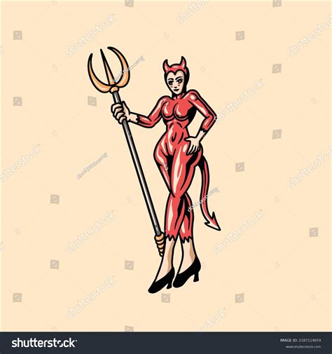 Devil Girl Tattoo Vector Design Stock Vector (Royalty Free) 2187114659 ...