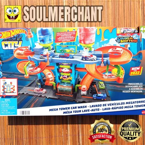 Jual Track Hot Wheels Mega Tower Car Wash Play Set Color Shifters Murah Original Shopee Indonesia