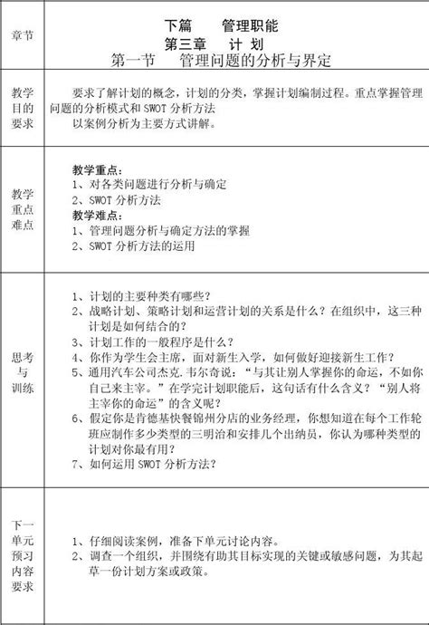 第三章计划电子教案word文档在线阅读与下载无忧文档