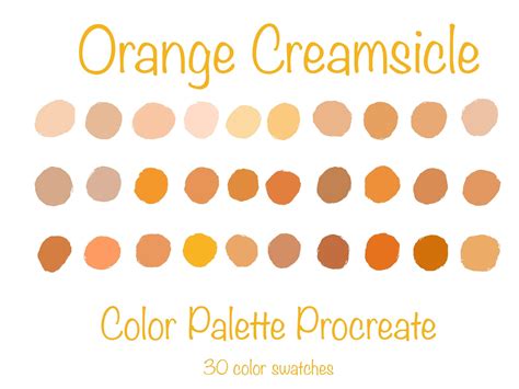 Procreate Color Palette Orange Creamsicle Happy Swatches Bright Colors