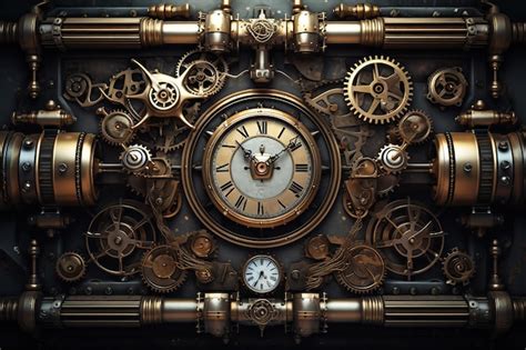 Premium Ai Image A Steampunk Style With Gears Pipes And Clocks