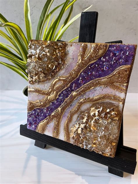 Purple Geode Wall Art By Lisa Gates Resin Geode Wall Art Crystal