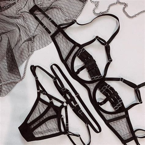 Strappy Lingerie Sexy Garter Belt Black Suspender Belt Mesh Etsy
