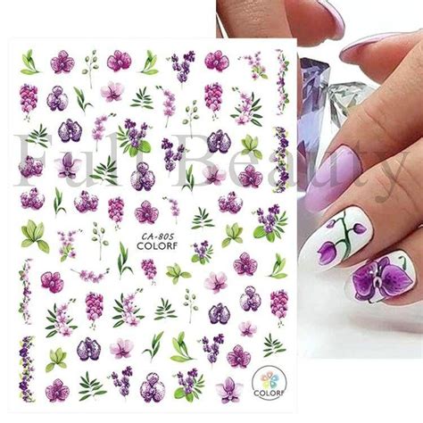 Купить 1шт 3D наклейки для ногтей Цветочные растения Nail Art Наклейки ...