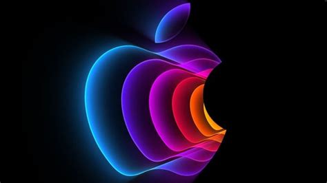 An Apple Logo Is Shown In The Dark With Neon Colors On Its Back Side