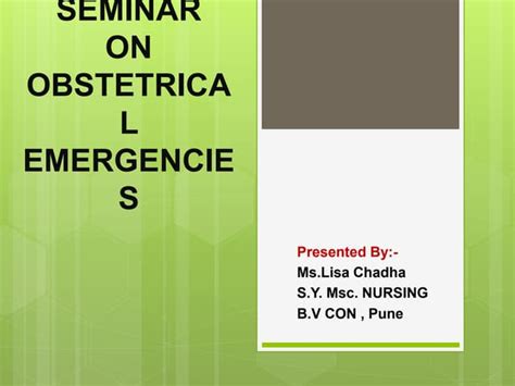 Obstetrical Emergencies Ppt