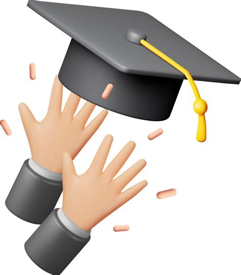 3d Hand Throwing Graduation Hats In Air 35700014 Png