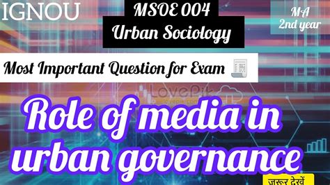 Role Of Media In Urban Governance MSOE 004 Important Question MA 2nd