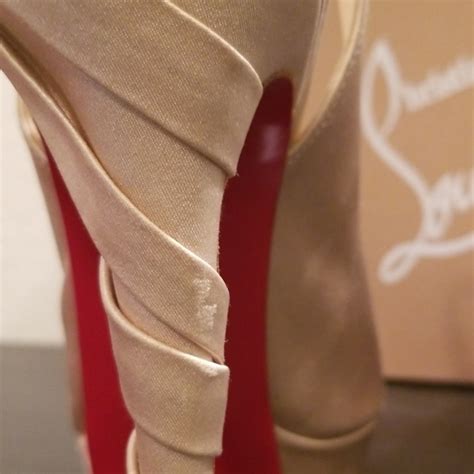 Christian Louboutin Shoes Christian Louboutin Platform Satin Nude Heels 395 Poshmark