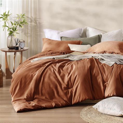 Amberspace Burnt Orange King Comforter Set Microsuede Like King Bedding Set As Boho