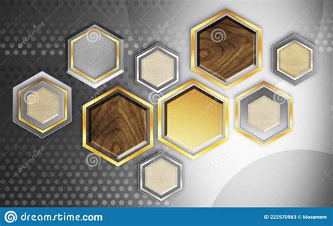 Golden Hexagonal Frame With Glitter Background Design Vector