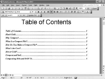 Microsoft word table of contents formatting spacing - dasmate