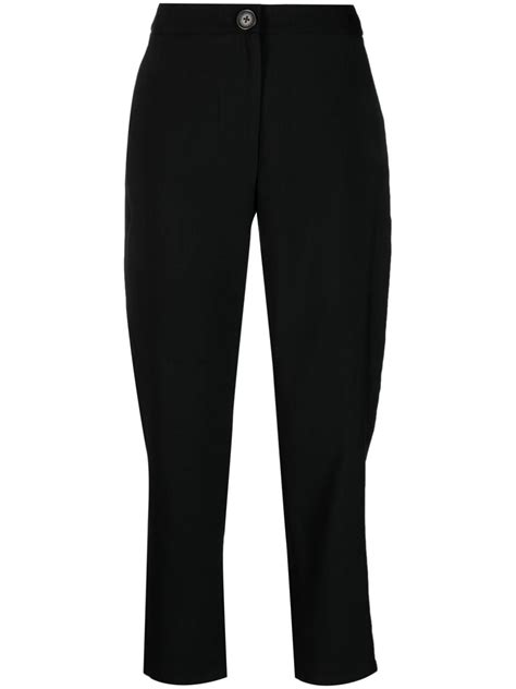 Armani Exchange High Waisted Cropped Trousers Black Farfetch