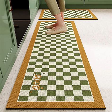 Kitchen Floor Mats Lattice Non-Slip Waterproof And Oil-Proof Mats Dirt-Resistant High-End Diatom ...