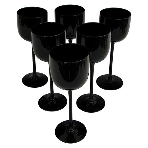 Set Of Six Cambridge Glass Black Nude Stem Cocktail Glasses At Stdibs