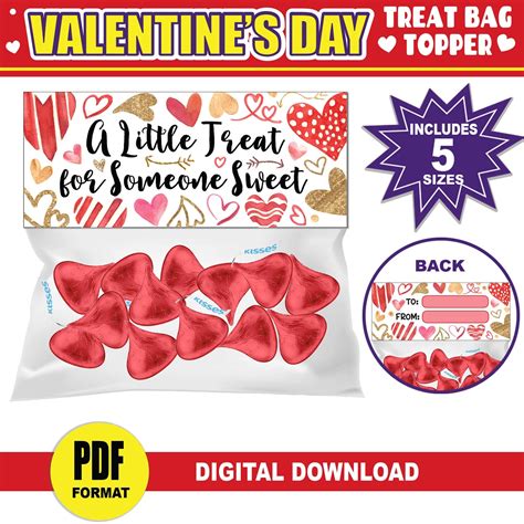 Happy Valentines Day Treat Bag Topper Printable Candy Bag Topper