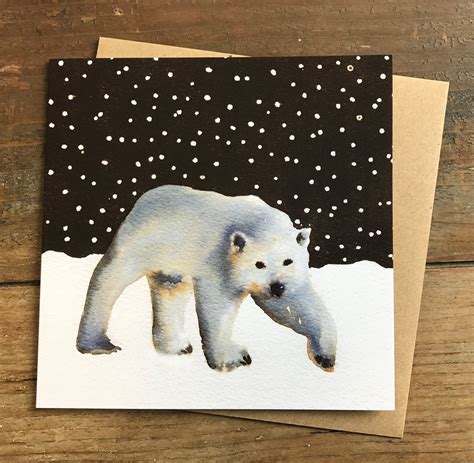 Pack Of 10 Polar Bear Christmas Cards Watercolour Cards Pack Etsy Uk